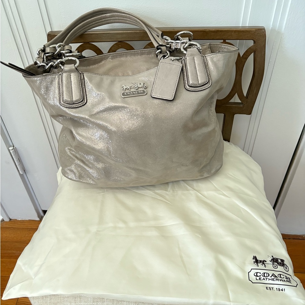 Coach Metallic Silver Shoulder Bag